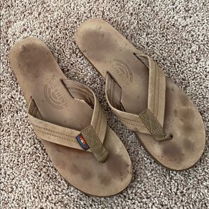 Dark Brown Rainbow Flip Flops